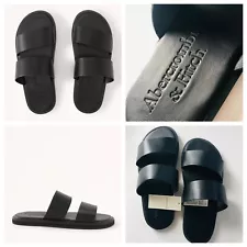 NWT ABERCROMBIE & FITCH MEN FAUX LEATHER SLIDES M(8.5/9.5) L(9.5/10.5) XL(11/12)