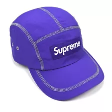 NWT Supreme Purple Box Logo Reflective Stitch Camp Cap Hat Compass DS AUTHENTIC