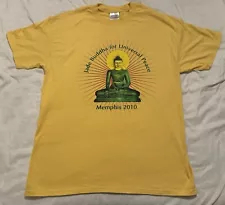 Jade Buddha For Universal Peace Memphis 2010 L T-Shirt Lotus Flower Life Mind