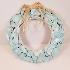 Beautiful Aqua Colored Seashell Wreath Beach Theme Perfect Gift