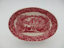 Masons Vista Pink Red Transferware Small Oval Relish or Soap Dish 5.5" x 4"