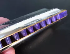 Custom Hohner Big River Harmonica (Key of C) with Solid Purple Acrylic comb.