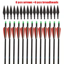 31 inch Archery Carbon Arrows + Replacement Arrowheads for Recurve /Compound Bow