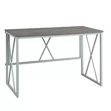 X Design Computer Desk in Weathered Wood and Satin Nickel