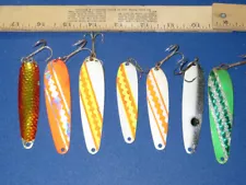 Lot of 7 Unknowne Stinger Flutter Trout / Salmon/ Walleye spoons