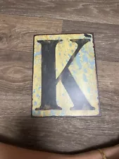 7x9.5” Letter K Wall Hanging Plaque Home Decor Metal Sign Initial Tin Industrial