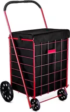 Folding Grocery Basket Cart Shopping Wheel Large Utility Laundry18"X15"X24"(BAG)