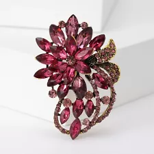 Rhinestone Flower Brooches for Women Trendy Multicoloured Crystal Pin Hot Sale