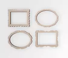 Wooden Rectangle Frame Set (4 Frames) - Cutout, Home Decor, Unfinished