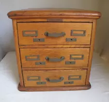 Antique 3 Drawer Paneled Oak "Library Bureau" Index Card File Cabinet Pat. 1899