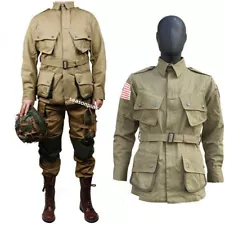 WWII US Airborne Field Army Paratrooper M42 Uniform Jacket Pants Set Mens Suit