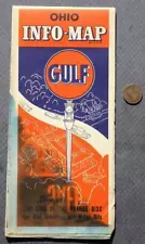 1930s Great Depression Era Gulf Oil Gas service station State of Ohio road map--