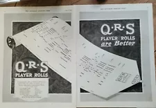 1920 QRS Player Piano Rolls Are Better Vintage 2 Page ad