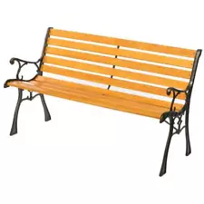 Gardenised Benches Wooden Outdoor Park Patio w/ Designed Steel Armrest + Legs