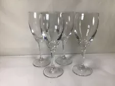 JJ9 Vintage Set of 4 Crystal Goblet Clear Hand Blown Wine Glass Signed For Adult