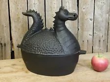 Vintage Cast Iron Dragon Steamer Wood Pellet Stove Humidifier Moisture Water