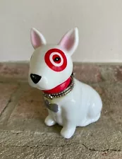 NIB Target Bullseye Bull Terrier 4" Ceramic Hinged Box Glue Squeeze Out at Neck