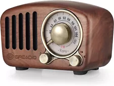 Vintage Radio Retro Bluetooth Speaker- Greadio Walnut Wooden FM Radio with Old