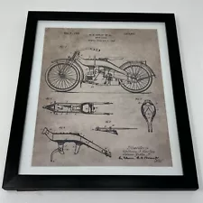 Framed/Matted 8x10 Photo 1919 Harley Davidson Frame Patent Art Print