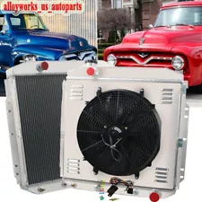 Fit 1953-1956 Ford F-100 F-250 F350 Pickup GM Chevy V8 3 Row Radiator+Shroud Fan