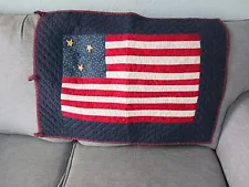 Hand Quilted Flag Blanket Flag For Decorations 27"x 21"