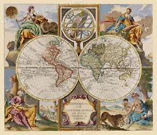 World Map 1774 Vintage Style Historic Decorative Map - 20x24