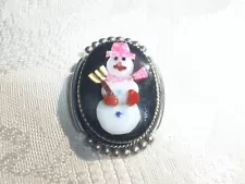 NATIVE AMERICAN ZUNI STERLING CHRISTMAS SNOWMAN PENDANT PIN By BEVERLY ETSATE