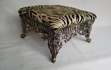 **Beautiful** Victorian-style Animal Tiger Print Cast Iron Foot Stool