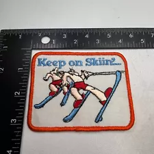 Vintage c 1980s WATER SKI JUMPING RED SWIM TRUNKS KEEP ON SKIIN' Patch 47MB