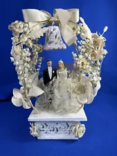 Vintage 1950's Wedding Cake Topper Chalkware Square Base