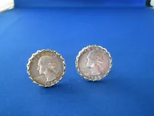 Pair of 1964 Silver US Quarters Coins Made into Fancy Cufflinks