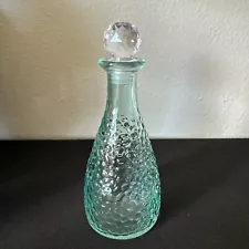 Decorative Hammered Glass Bottles with Stoppers Bluish Green