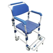 OPEN BOX Shower Commode Chair with Wheels Commode Toilet Shower Wheelchair