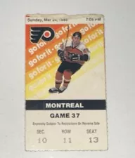 3/24/85 Flyers Canadians NHL Ticket Stub Pelle Lindbergh Goalie Win Kerr Goal 53