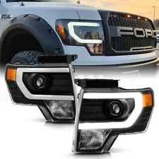 NEW Black 2009-2014 Ford F150 Raptor LED Tube DRL Projector Headlights Headlamps