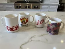 Set Of FOUR Mugs, Hearts, Spice Candy, Loves And Ice Cream Happy For Red Kitchen