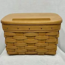 Longaberger Recipe Basket with Liner, Lid, Recipe Cards. Never Used