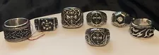 Mixed Stainless Steel Jewelry Rings Lot 7 Size 9 Mens Biker Style