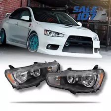 For 2008-2017 Mitsubishi Lancer EVO X Halogen Black Headlights Lamps Left+Right (For: 2008 Mitsubishi Lancer)