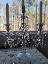 VINTAGE 16" CUT CRYSTAL CANDELABRA ~for~ CANDLES Perfect condition.