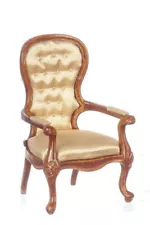 JBM Victorian Armchair in Yellow and Walnut