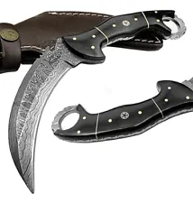 Custom Damascus steel KARAMBIT Ninja Knife CLAW Fixed Blade Hunting SURVIVAL