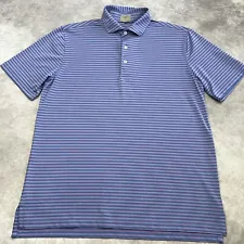 Fennec Shirt Mens Medium Blue Striped Performance Golf Polo Lightweight Stretch