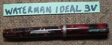 Waterman's Fountain Pen IDEAL 3V RED w/GOLD HEART NIb Lever Fill PERSONALIZED!!