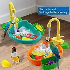 Parrot Bathtub with Faucet Bird Shower Bathing Tub Bird Feeder Cage Accessories