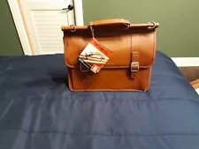 Samsonite Dowel Leather Flapover Briefcase-Tan