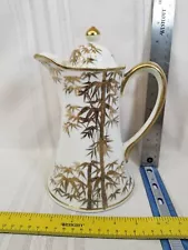 New ListingVintage Nagoya Shofu Nippon Coffee Tea Pot White w Gold Bamboo Plants and Trim