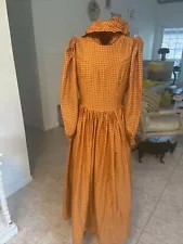 Vintage 70s Gunne Sax Dress & Bonnet Hand Made Regency Hippie Maxi