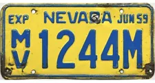 *99 CENT SALE* 1959 Nevada MOVING VAN License Plate #1244M No Reserve