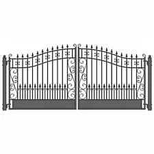 ALEKO Steel Garden Yard Steel Dual Driveway Black Gate 14 feet Venice Style